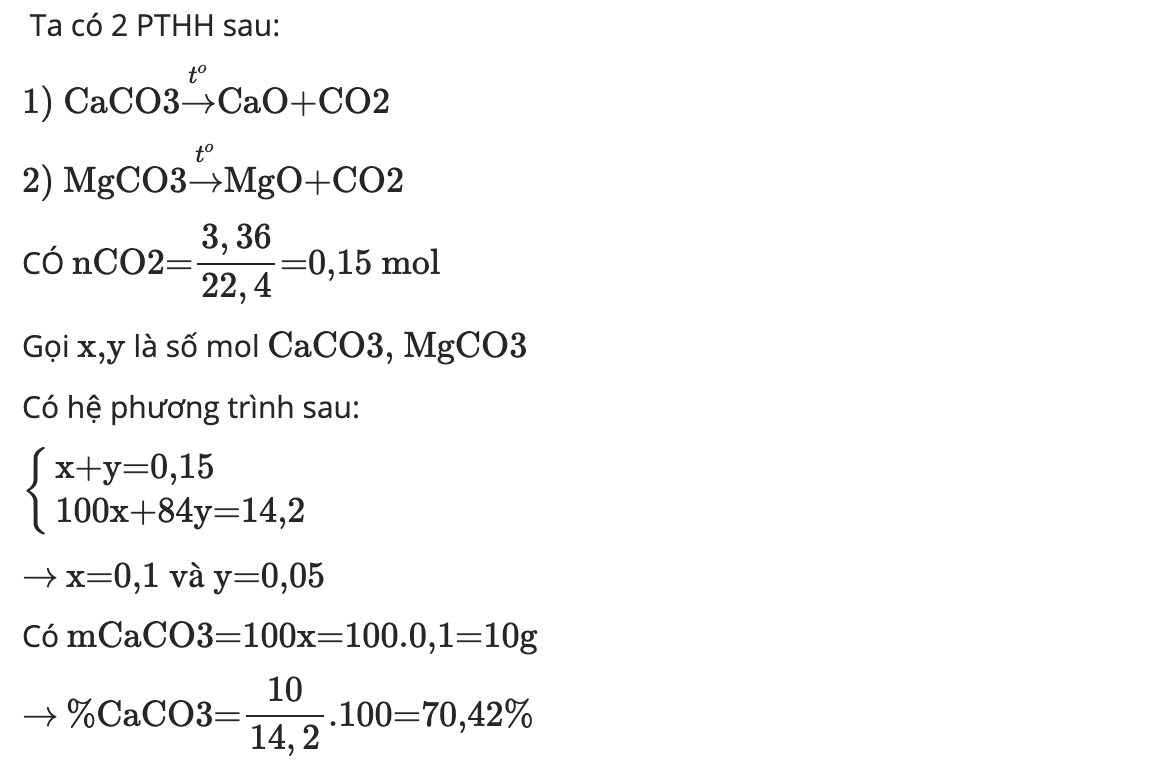 Bài tập về nhiệt phân CaCO3