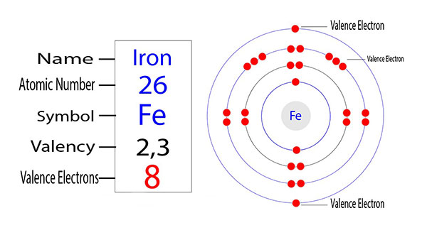 Fe có 2 hóa trị, số hiệu nguyên tử là 26