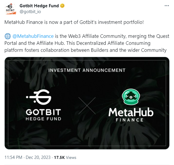 Gotbit đầu tư vào Metahub